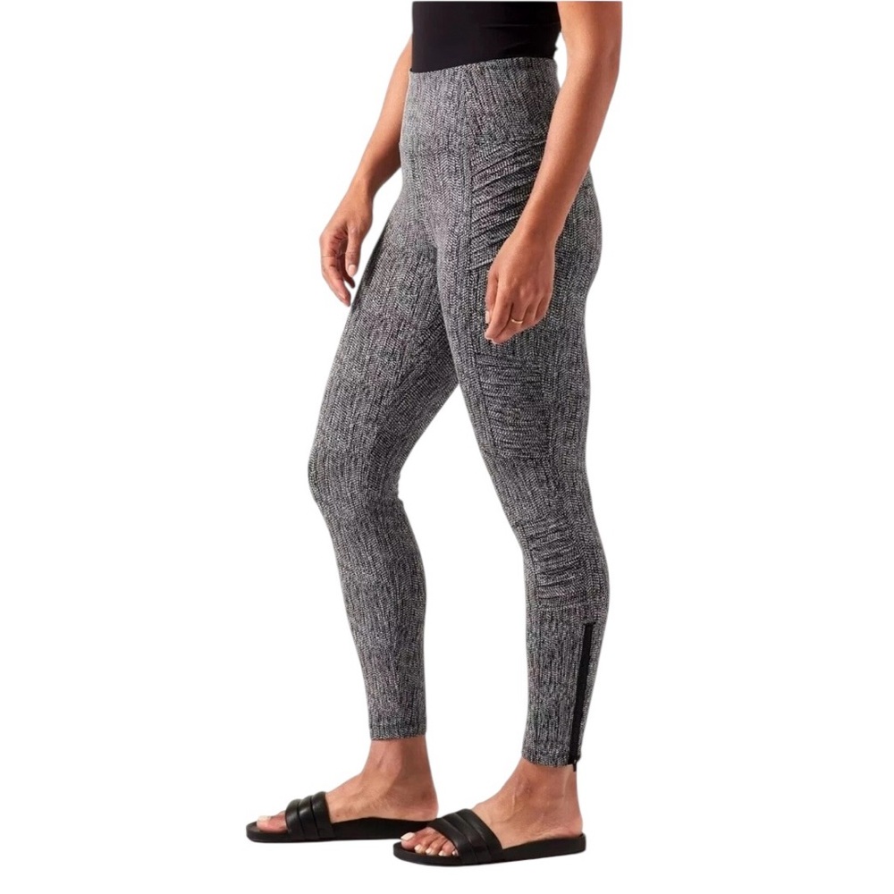 ATHLETA Womens Delancey Textured Moto Tight Legging Braiden ZIP Black S /TALL